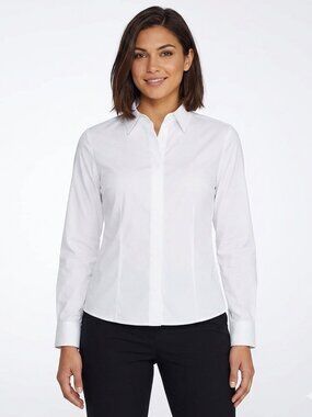 Hugo Boss Bashinah White Slim Fit Career Blouse Long Sleeve Size 10
